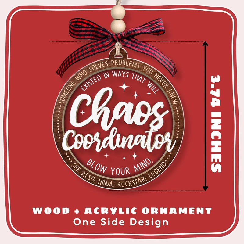 TEEBIM Chaos Coordinator Ornament - Thank You Gifts - Employee Appreciation Gifts for Women, Boss, Coworker, Teacher, Nurse - Inspirational Farewell Going Away Gift - Wood & Acrylic Christmas Ornament - Image 2